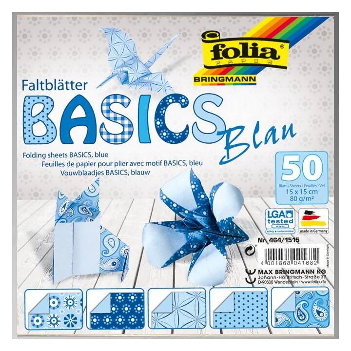 FOLIA Faltpapier Basics (Blau, 50 Blatt)