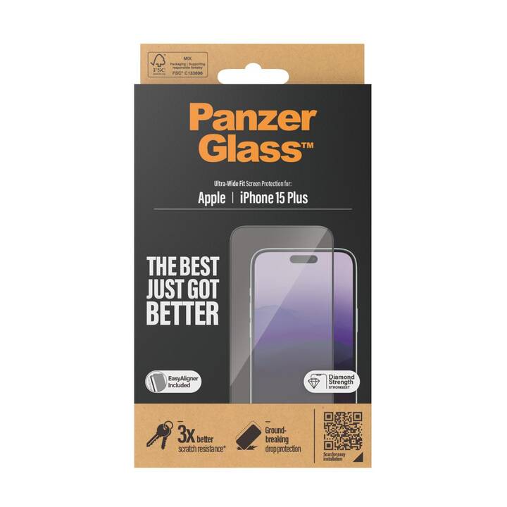 PANZERGLASS Verre de protection d'écran (iPhone 15 Plus, 1 pièce)