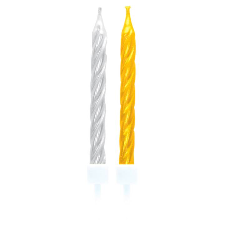 NEUTRAL Candela per torta (10 pezzo, Compleanno, Argento, Giallo)