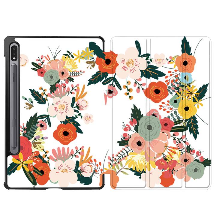 EG Schutzhülle (11", Galaxy Tab S8, Blumen, Orange)