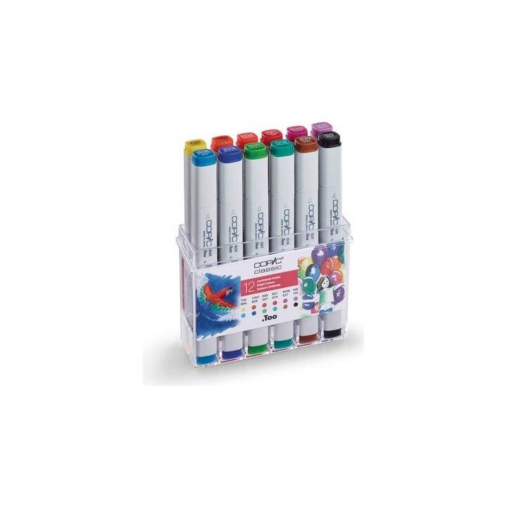 COPIC Permanent Marker (Violett, Gelb, Braun, Schwarz, Blau, Grün, Rot, Pink, 8 Stück)