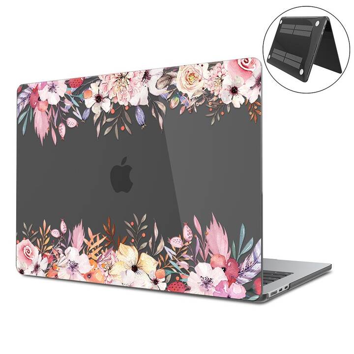 EG Coque rigide (MacBook Air 13" M2 2022, Fleurs, Transparent, Noir)