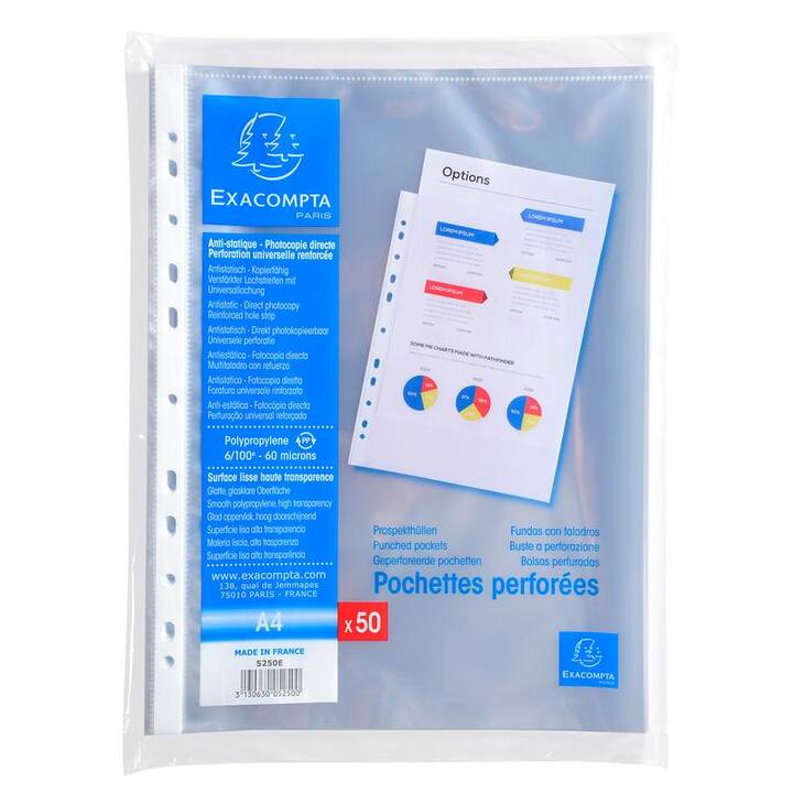 EXACOMPTA Cartellina trasparente (Transparente, A4, 50 pezzo)