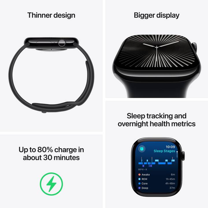 APPLE Watch Series 10 GPS (46 mm, Aluminium, S/M)