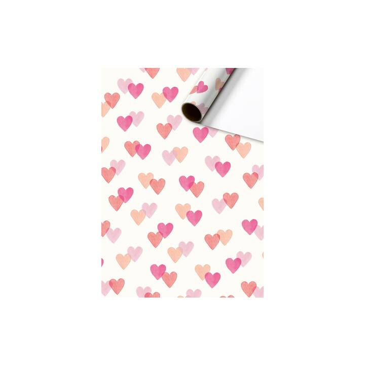 STEWO Papier cadeau Laila (Pink, Blanc, Coeur)