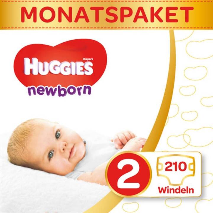 HUGGIES Newborn 2 (Boîte mensuel, 210 pièce)