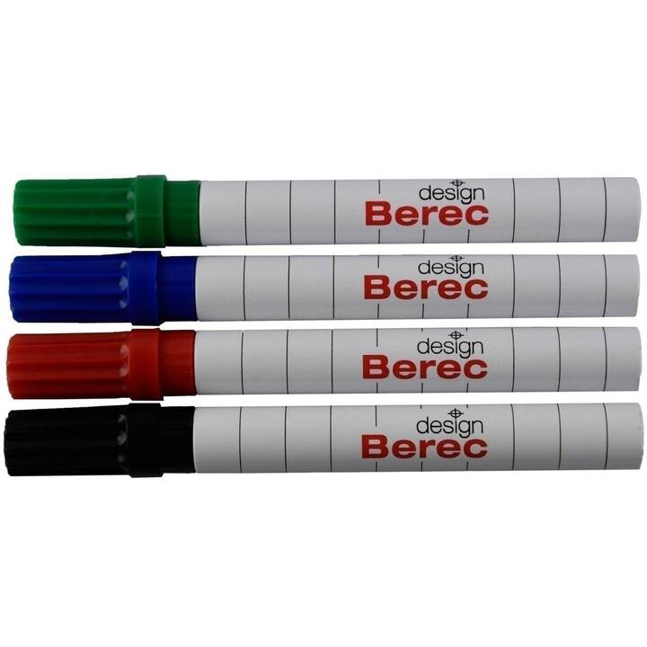 BEREC Marqueur pour tableaux blancs (Noir, Rouge, Bleu, Vert, 4 pièce)