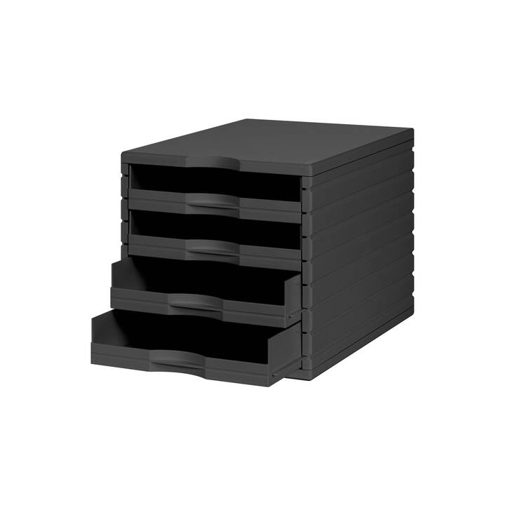 STYRO Boite à tiroirs de bureau Styrotop (28.5 cm  x 28.5 cm  x 39.5 cm, Noir)