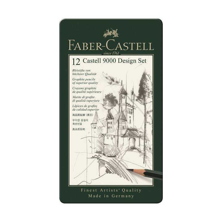 FABER-CASTELL Castel 9000 Crayon encre (Gris, 12 pièce)