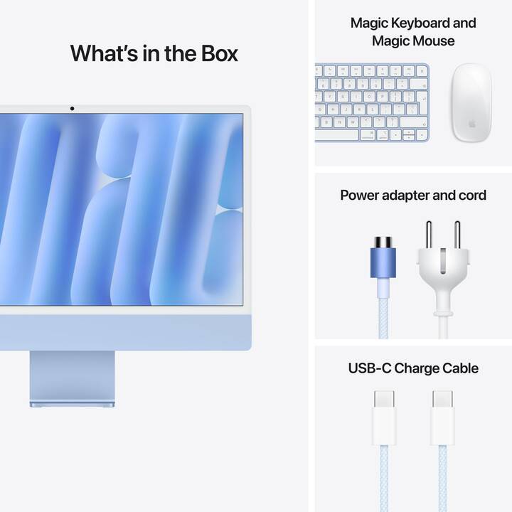 APPLE iMac Retina 4.5K 2024 (24", Apple M4 Chip 8-Core, 16 GB, 256 Go SSD, Apple M4 Graphics)