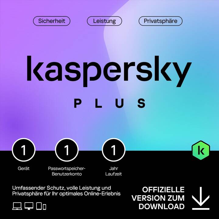 KASPERSKY LAB Plus (Jahreslizenz, 1x, 12 Monate, Mehrsprachig)