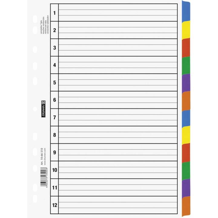 BRUNNEN Register (12 x A4, Farblich)