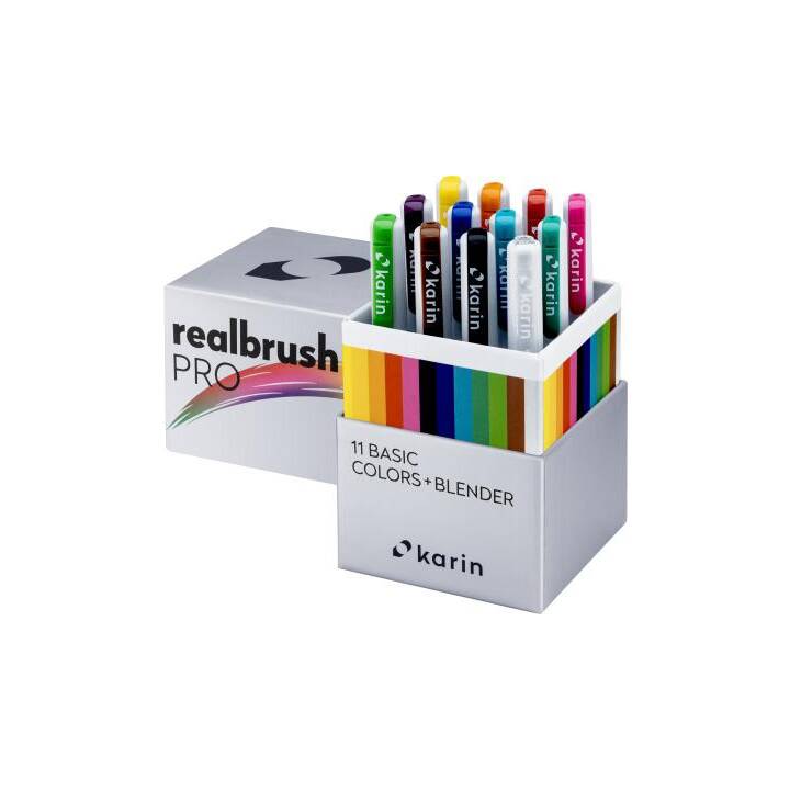 KARIN Kreativmarker Real Pen Pro (Farbig assortiert, 12 Stück)