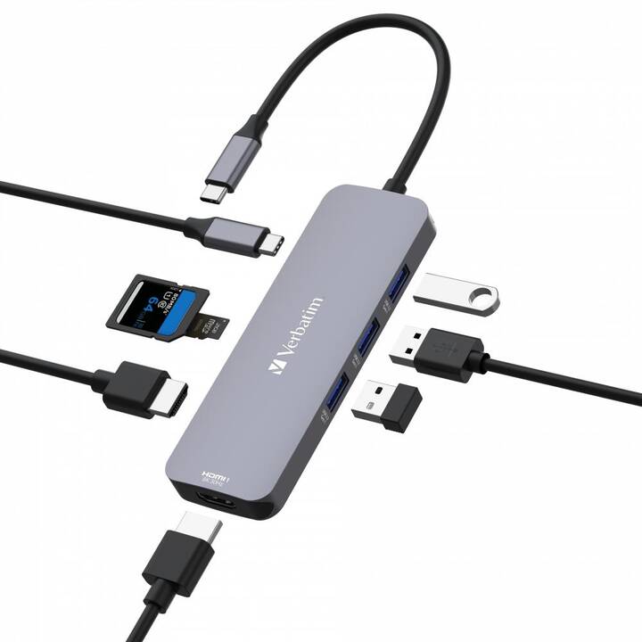 VERBATIM CMH 08 (8 Ports, USB C, HDMI, USB A)