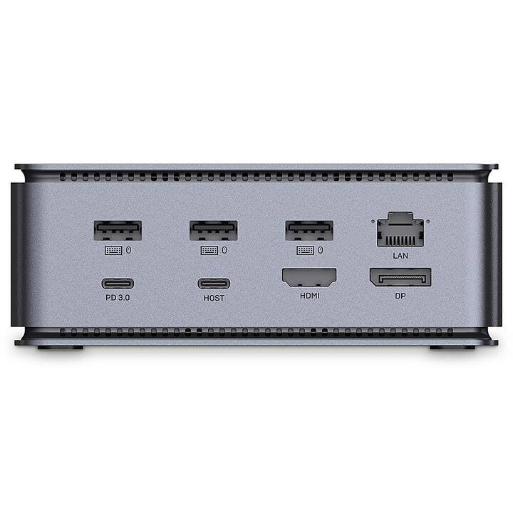 LINDY Stazione d'aggancio (DisplayPort, HDMI, RJ-45 (LAN), 3 x USB 2.0, USB 3.2 Typ-C, 3 x USB 3.2 Typ-A)