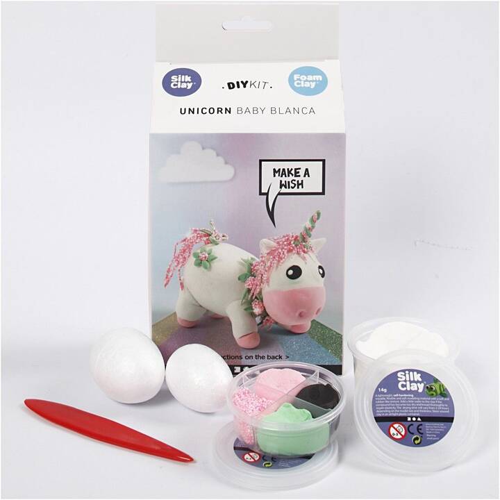 CREATIV COMPANY Pasta per modellare Foam & Silk Clay Set Unicorn (Pink, Bianco)