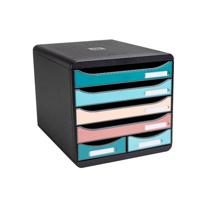 EXACOMPTA Büroschubladenbox Maxi Skandi (A4, 34.7 cm  x 27.8 cm  x 27.1 cm, Schwarz, Mehrfarbig)