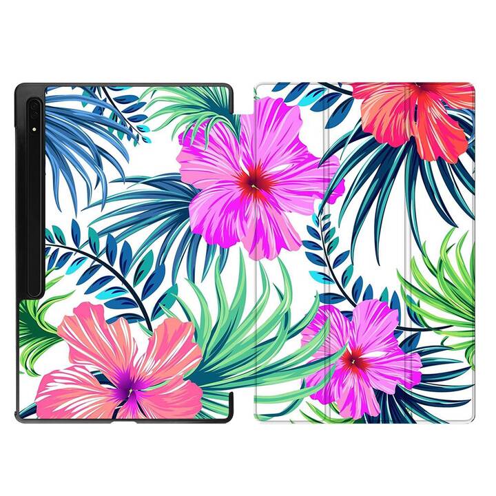 EG Housse (11", Galaxy Tab S9, Fleurs, Vert)