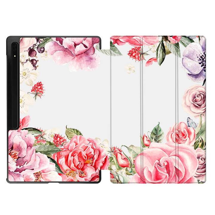 EG Housse (11", Galaxy Tab S9, Fleurs, Rose)