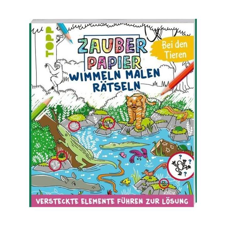 Zauberpapier Wimmel-Mal-Rätselbuch - Bei den Tieren