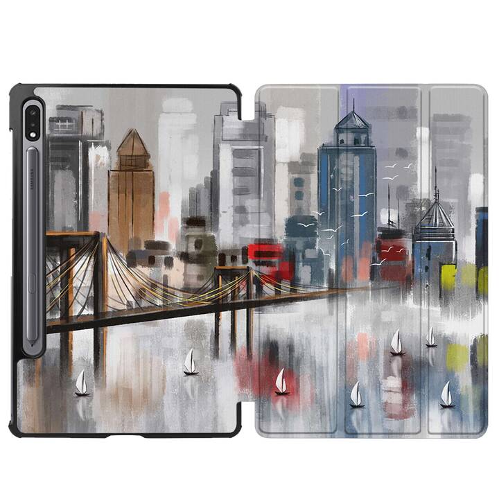 EG flip cover per Samsung Galaxy Tab S7 FE 12,4" (2021) - City painting multicolore