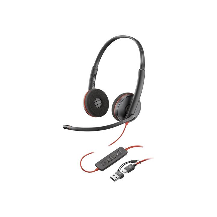POLY Office Headset  Blackwire 3220  (On-Ear, Kabel, Schwarz)