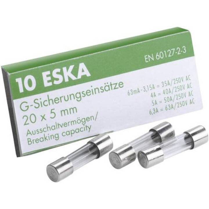 ELEKTROMATERIAL Feinschmelzsicherung ESKA FST (5x20, 1 A, 10 Stück)
