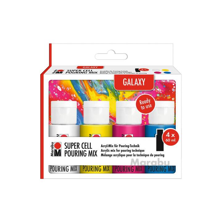 MARABU Colore acrilica Super Cell Pouring Mix Galaxy Set (4 x 60 ml, Multicolore)