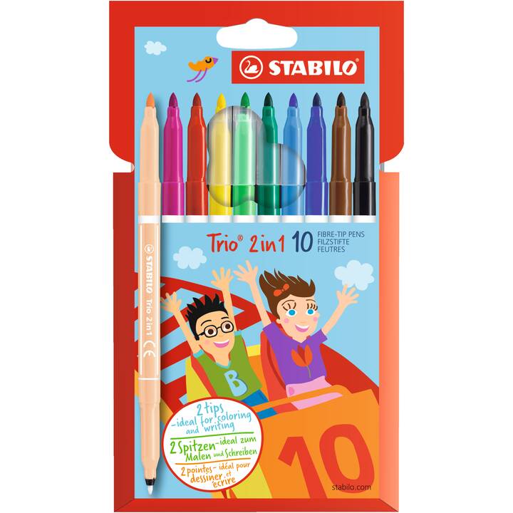 STABILO 2 in 1 Crayon feutre (Multicolore, 10 pièce)