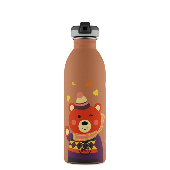 24BOTTLES Kindertrinkflasche Sweet Bear (0.5 l, Braun, Orange)