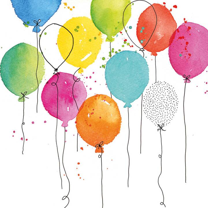 BRAUN + COMPANY Serviette en papier Baloon Party (33 cm x 33 cm, 20 pièce)