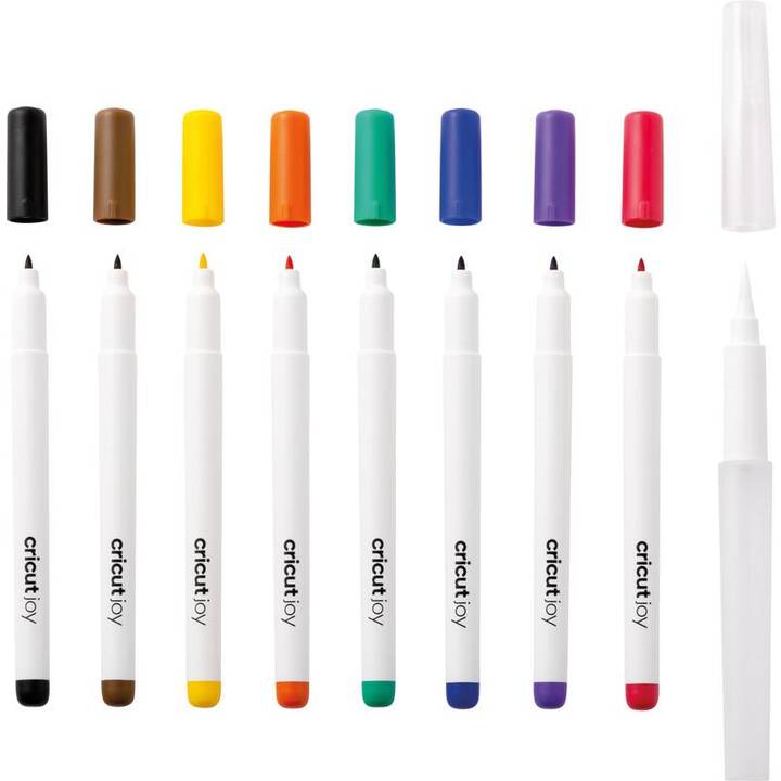 CRICUT Wasserfarben Marker Joy (Braun, Gelb, Blau, Violett, Orange, Grün, Schwarz, Rot, 9 Stück)