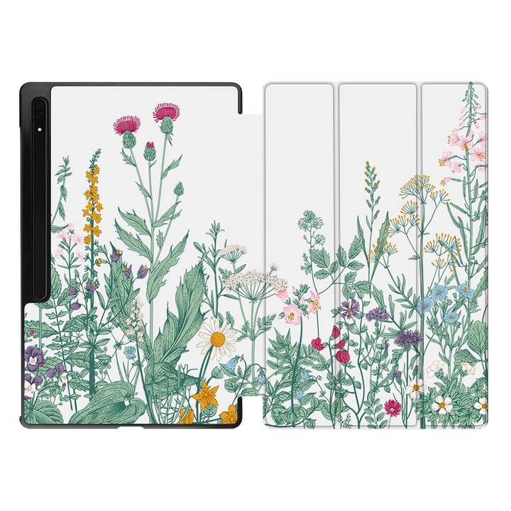 EG Housse (11", Galaxy Tab S9, Fleurs, Vert)