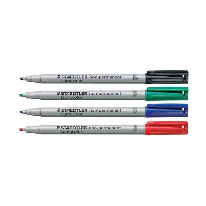 STAEDTLER Pennarello per lucidi Lumocolor 312 WP4 (Nero, Verde, Blu, Rosso, 4 pezzo)