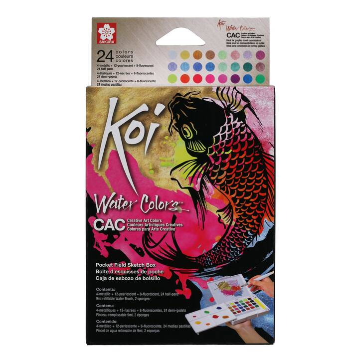 TALENS Aquarellfarbe Koi Water Colors Sketch Set (24 Stück, Mehrfarbig)