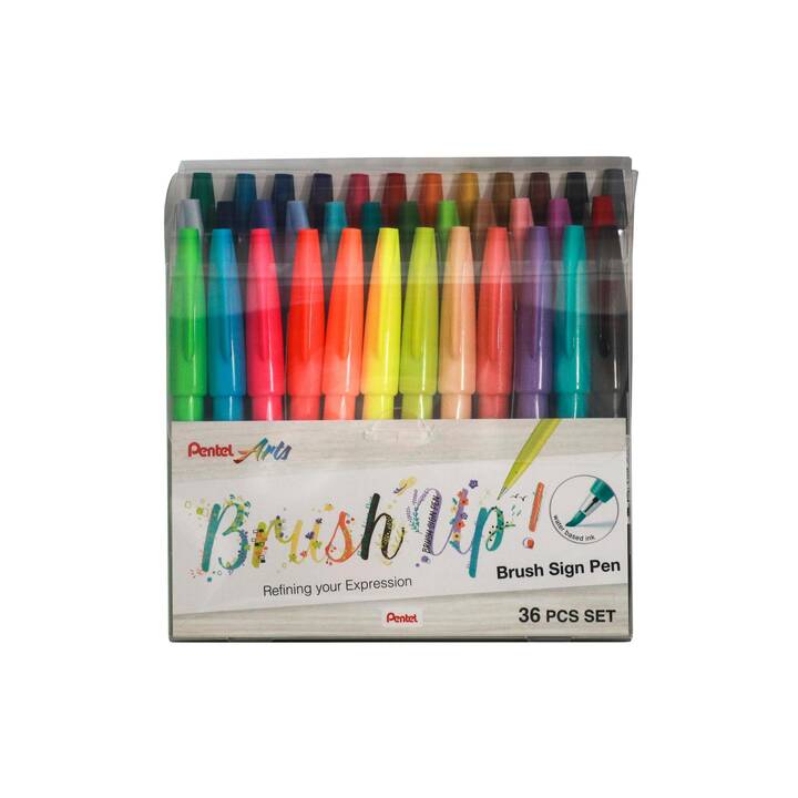 PENTEL Brush Sign Pen Pennarello (Multicolore, 36 pezzo)
