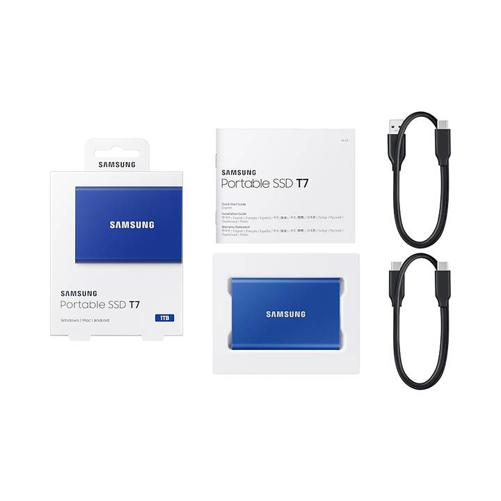 SAMSUNG Portable SSD T7 (USB de type C, 1000 GB, bleu d'Indigo, Bleu)