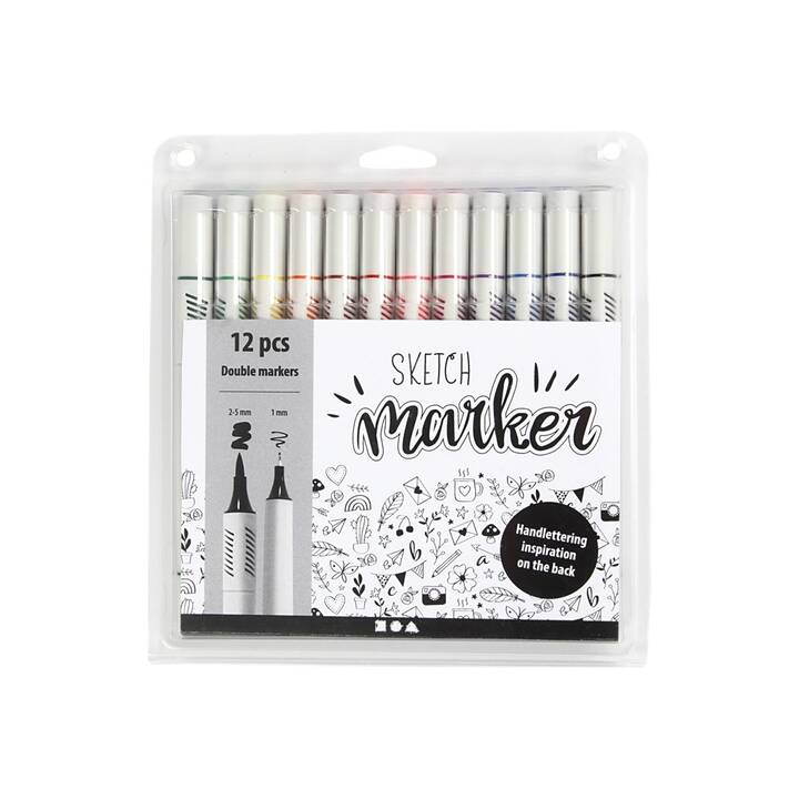 CREATIV COMPANY Marqueur permanent Sketch Marker (Multicolore, 12 pièce)