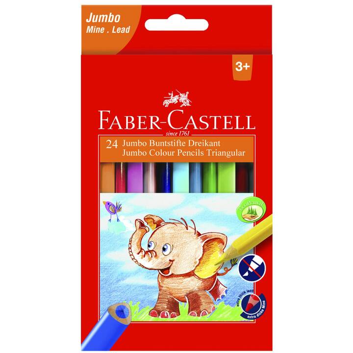 FABER-CASTELL Crayons de couleur Jumbo (Multicolore, 24 pièce)
