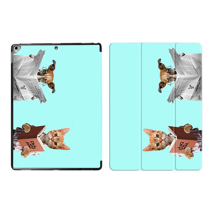 EG iPad Cover per Apple iPad Pro 12.9"(2015 & 2017) - Tiffany Blue Cartoon Dog and Cat - Tiffany Blue Cartoon Dog and Cat