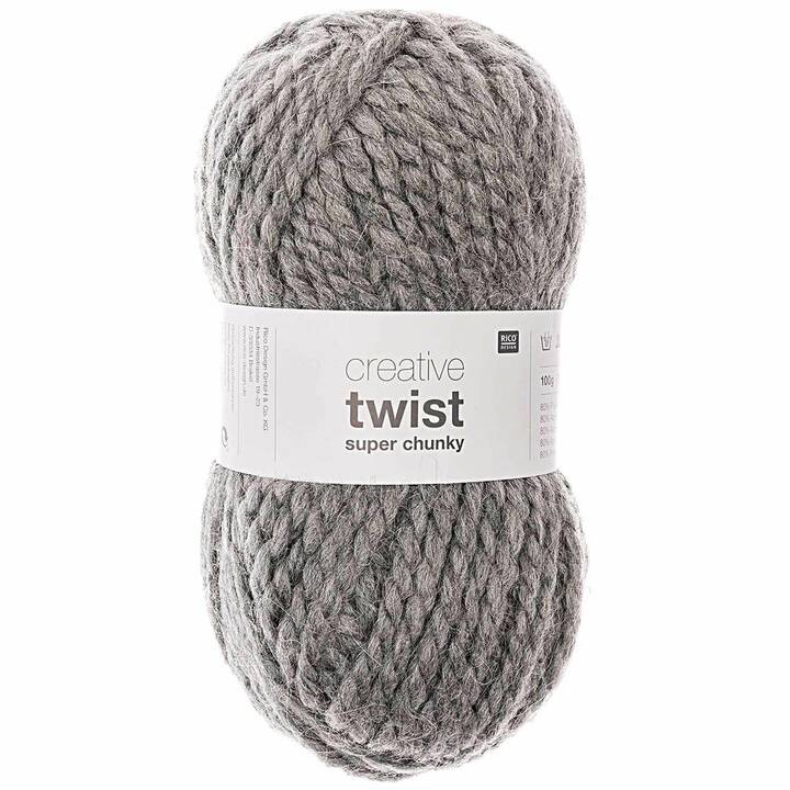 RICO DESIGN Wolle Creative Twist Super Chunky (100 g, Hellgrau, Grau)