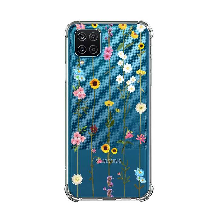 EG Backcover (Galaxy A12, Blumen, Transparent)