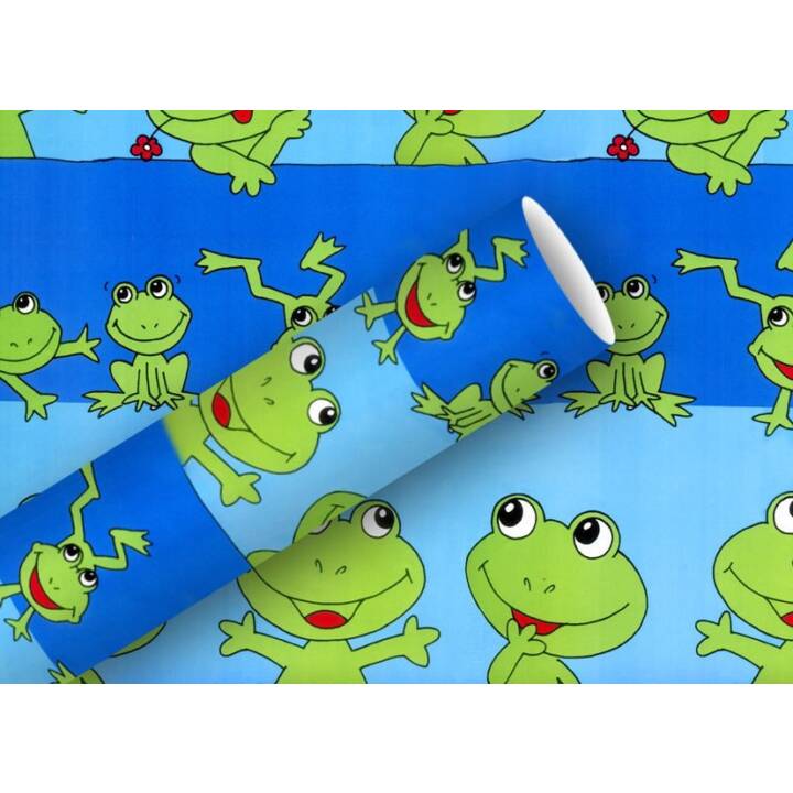 BRAUN + COMPANY Papier cadeau Froggy (Vert, Bleu, Grenouille)