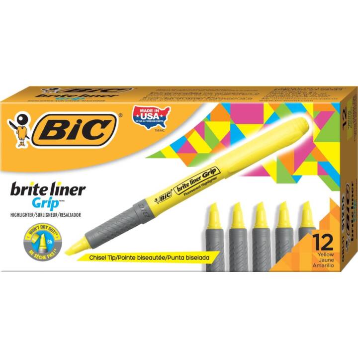 BIC Textmarker Grip (Gelb, 12 Stück)