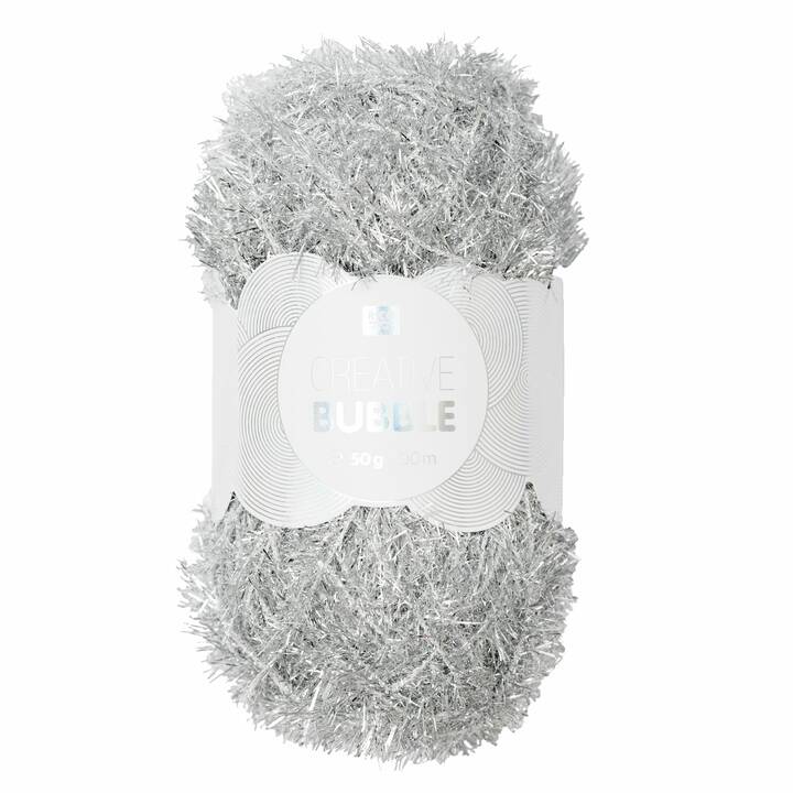 RICO DESIGN Wolle Creative Bubble (50 g, Metallic, Silber, Grau)
