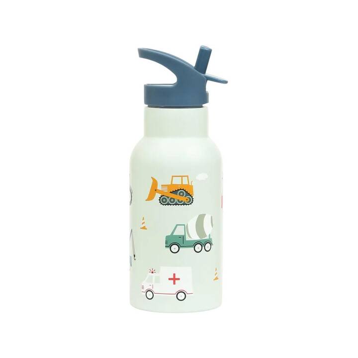ALLC Bottiglia per bambini Vehicles (0.35 l, Verde chiaro, Multicolore)