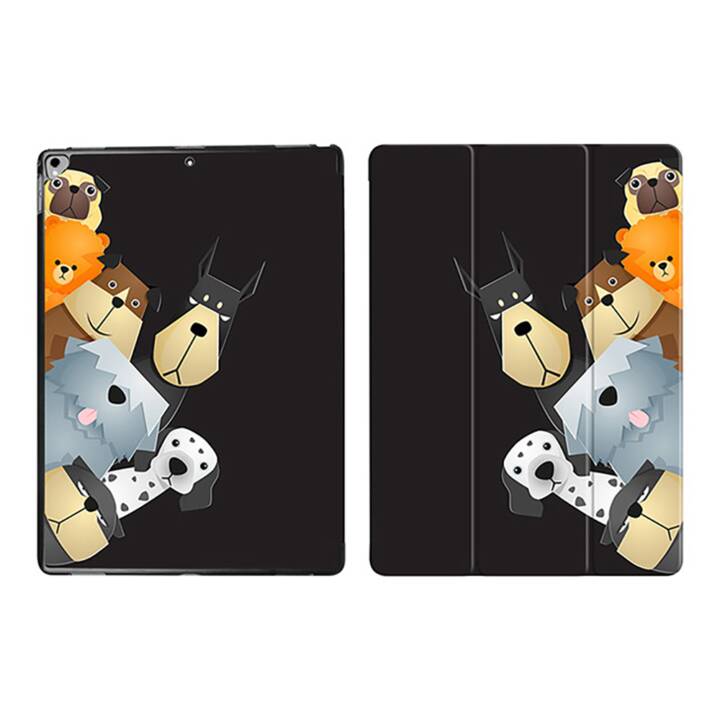 EG iPad Hülle für Apple iPad Pro 12.9" (1.& 2.Gen)- schwarze Cartoon Hunde