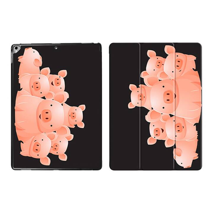 EG iPad Hülle für Apple iPad Pro 12.9" (1.& 2.Gen)- schwarze Cartoon Schweine