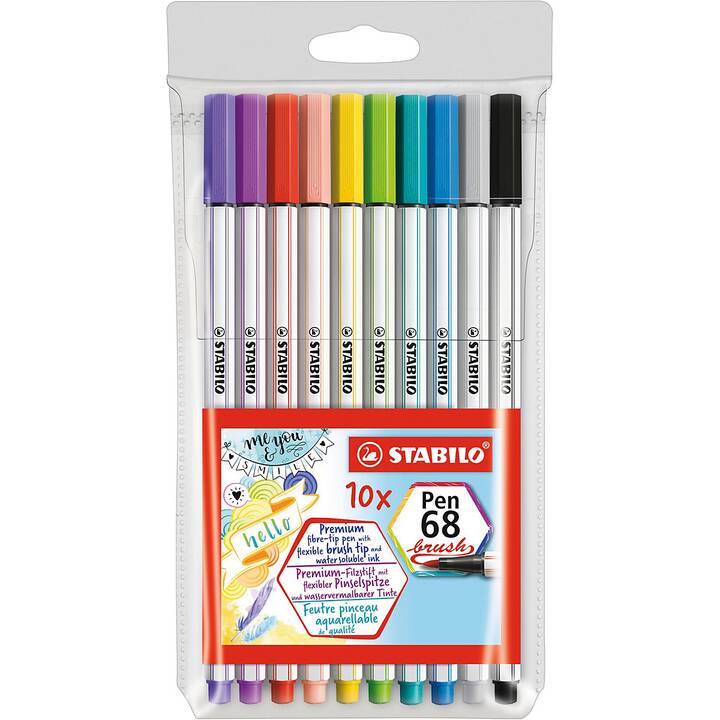 STABILO Pen 68 Crayon feutre (Multicolore, 10 pièce)