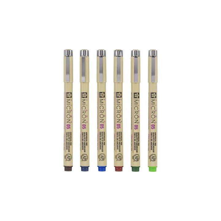 SAKURA Pigma Micron 05 Penna a fibra (Multicolore, 6 pezzo)